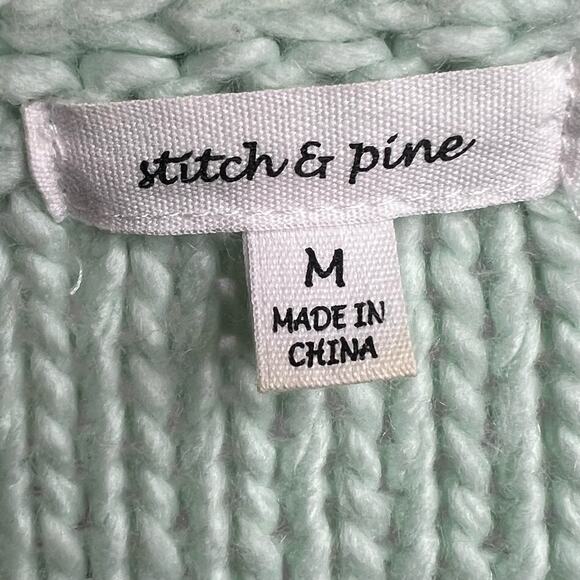 STITCH & PINE Colorblock Cropped Open Cardigan Sweater Knitted Multicolor Size M - Picture 6 of 9